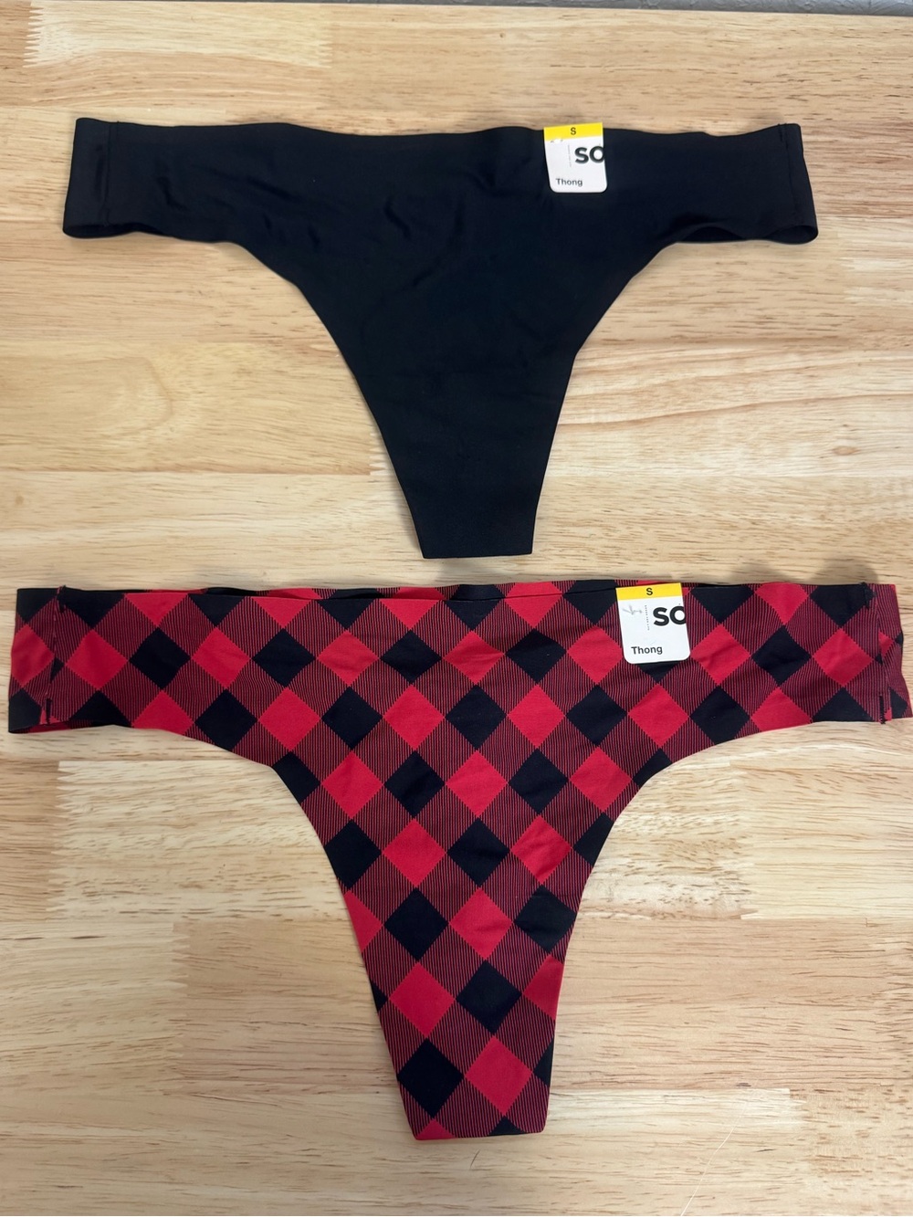 Brand New Black and Buffalo Red Paid No Show Thongs